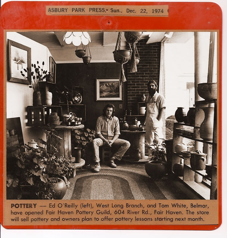 December 22, 1974 - Asbury Park Press Photo and Blurb, Tom White and Ed O'Reilly open Fair Haven Pottery Guild